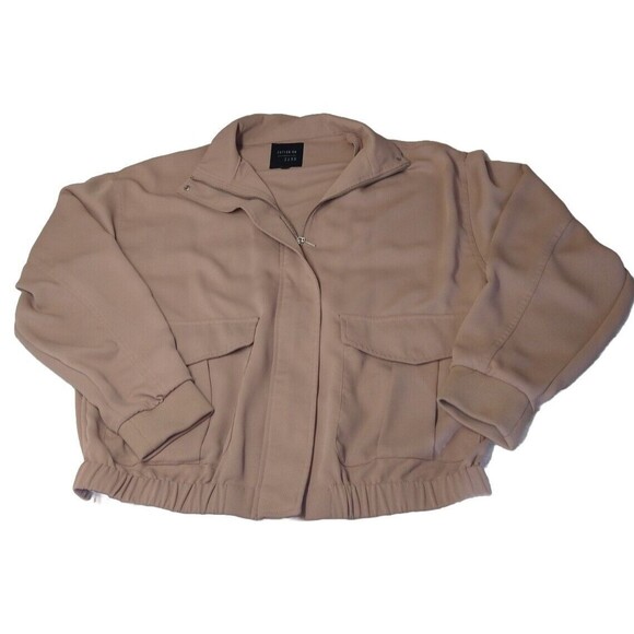 Cotton On  Crop Bomber Lightweight Beige Jacket Size M - Picture 2 of 10